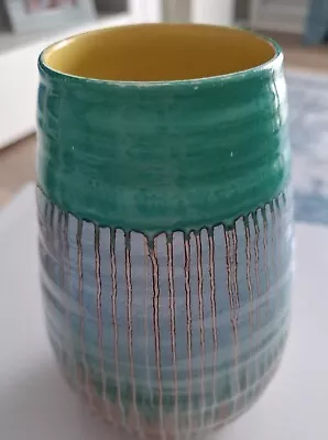 Buy Vintage Art Deco 1930’s SHELLEY Pottery  Drip Ware Green Slip Ware Vase No.973 • 25£