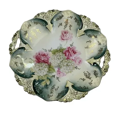 Buy RS Prussia Antique Porcelain Mold 82 Clover & Bouquet 11  Cake Plate 1880-1910 • 110.74£