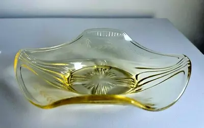 Buy Vintage Lancaster Glass Jody Etched Yellow Topaz 1930s 7” Depression Candy Dish • 24.52£