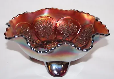 Buy Fenton Marigold Carnival Glass - Peacock And Grape - 8  Footed Bowl - Vgc • 29.99£