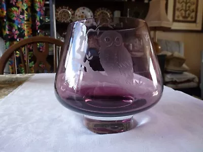 Buy Caithness Owl Engraved Crystal Bowl In Pink (Orginal Box) • 19.99£