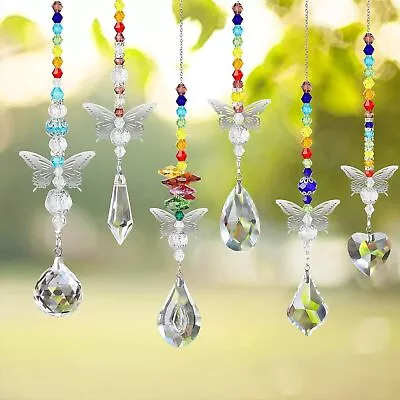 Buy EEEKit 6 PCS Colorful Crystals Glass Pendants, Window Suncatchers Prism Hanging • 20.99£