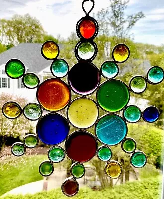 Buy Stained Art Glass Rounds Made Into A Star Shaped Suncatcher  • 11.99£