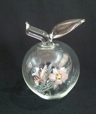 Buy Hollow Glass Apple Hanging/Standing Ornament Flowers Design NEW • 4.50£