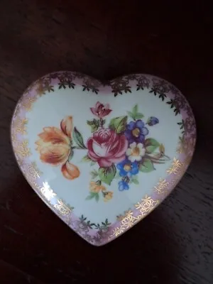 Buy Dresden China Heart Shaped Trinket Pot Box • 6£