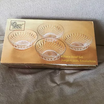 Buy Elegant Dining Glassware Series, 4 Piece Bowl Set 5x2 Inches New With Box • 8.67£