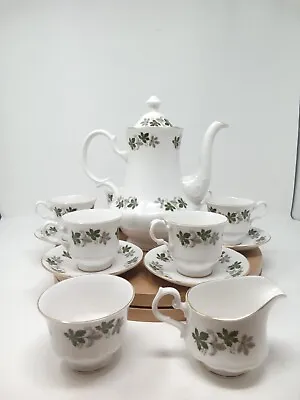 Buy  Vintage Gainsborough China Tea Set & Tea Pot Green/Grey Leaves 15 Piece  • 39.99£