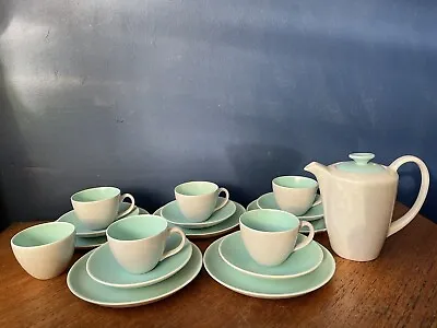 Buy Poole Pottery Twintone Ice Green Seagull Demitasse Cups Saucers Coffee Set • 20£