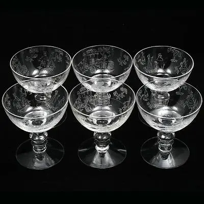 Buy Fostoria Plymouth Etched Champagne Glasses Vintage 1930s Elegant Glass Set 6 • 75.87£