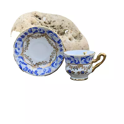 Buy Miniature Cup Saucer Blue White Bone China • 30£