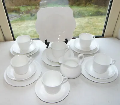 Buy Tuscan China Rh & SL Plant 19 PC Pure White Cups Saucers Plates Jug C1940s • 25£