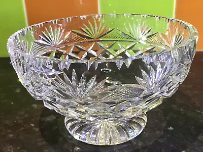 Buy Stunning Vintage Heavy 2kg Deep Cut Lead Crystal Glass Pedestal Bowl Dish • 29£