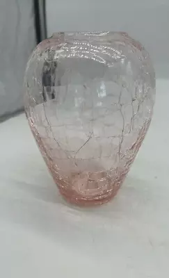 Buy Toyo Pink Cracked Glass Vase 6.5 Inches Tall Vintage Classic Style • 17.04£