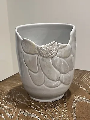 Buy Studio Pottery Cut Flower Shaped Gray Lusterware Sculptural Abstract Vase Signed • 23.65£