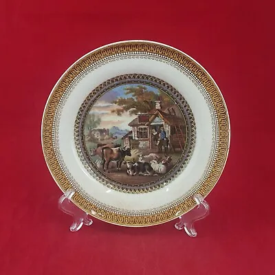 Buy Victorian Pratt Ware Gold/Brown Rim Vintage Plate Farm House - 6747 OA • 18£