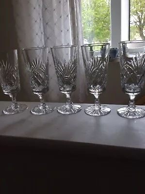 Buy Set Of 5 Cut Crystal Wine Glasses 5.1/4 X 2 Inches • 29£