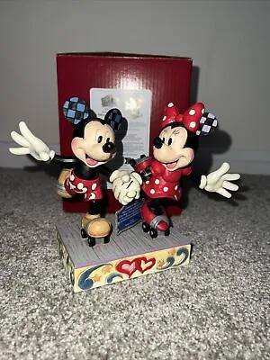Buy Jim Shore Disney MICKEY AND MINNIE ROLLER SKATING-A SWEET SKATE 6014315 NEW • 16£