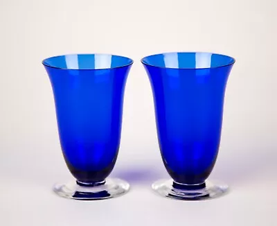 Buy Vintage Cobalt Blue Footed Juice Glasses Set Of 2 • 28.77£