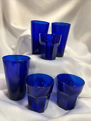 Buy Set Of 6 LIBBEY Cobalt Blue Tumblers, Glasses, Glassware - 6” & 4  • 30.30£