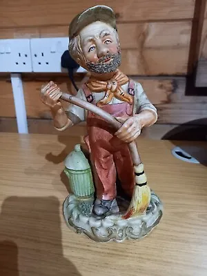 Buy Vintage Large Pottery Capodimonte Ornament/ Figurine, Old Man With A Broom - 10  • 40£