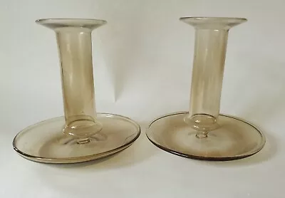 Buy Present Time Candle Holders Amber Glass Candle Holders Smoked Glass Candlesticks • 9.99£