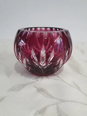 Buy Beautiful Vintage Bohemian Ruby  Red Crystal Glass Bowl • 18.99£