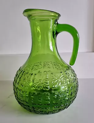 Buy Vintage MCM Italian Green Moulded Glass Jug/Vase/Pitcher Fidenza Vetraria • 15£