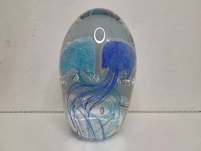 Buy VINTAGE GLASS JELLYFISH PAPERWEIGHT 5 3/4  TALL Murano Style Blue Heavy Wavy • 32.44£