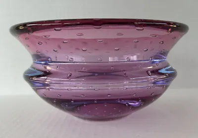 Buy Studio Art Glass Bowl 7” Controlled Bubble Pink Purple Mark Sudduth Modern Art • 94.87£