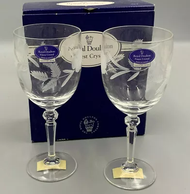 Buy Royal Doulton Crystal Glasses  Country Rose  Pair Of Smaller Goblets.Boxed. • 12.74£