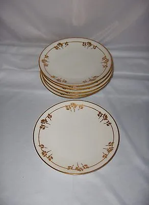 Buy 6 Vntg Thomas China Rosenthal Dessert Bread Plates Holiday Gold Flowers Leaves • 62.67£