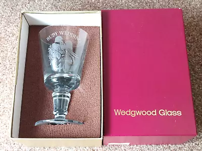Buy Vintage Wedgwood Glass 40th Wedding Ruby Anniversary Goblet 2 Doves Boxed • 14£