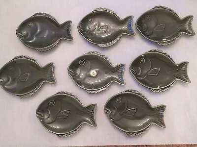 Buy Eight Dartmouth Fish Plates 5 Have  Small Chips On Bottom 1 Small Chip On Top • 28.90£