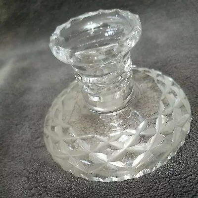 Buy Vintage Glass Candle Holder Taper Round Short Stem Clear Diamond Pattern Texture • 25.90£
