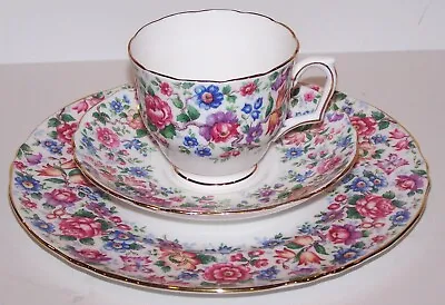 Buy Stunning Crown Staffordshire England Bone China Floral Plate & Tea Cup & Saucer • 37.46£
