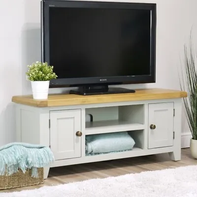 Buy Arklow Painted Oak Large TV Stand / 120cm Grey TV Unit / Living Room Storage • 219£