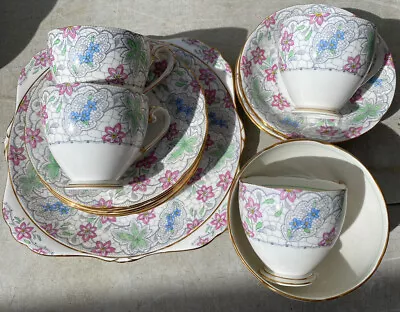 Buy A Royal Grafton Fine Bone China Floral Tea Set Cups & Saucers Side Cake Plates • 28£
