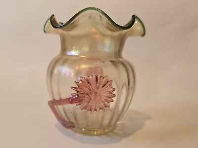 Buy Wilhelm Kralik & Sohn Glass Vase, Art Nouveau, Applied Flower, Iridescent • 19£