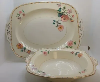 Buy Mid Century Deco Vintage W.H. GRINDLEY IVORY PASTEL Platter & Serving Bowl • 32.64£