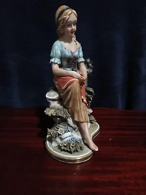 Buy Capodimonte Luciano Cazzola Porcelain Figurine Girl With Flowers • 70£