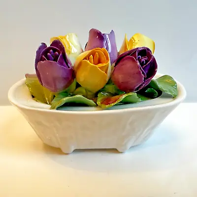 Buy AYNSLEY Fine Bone China - February Crocus - Yellow & Violet Flower Posy, Antique • 24.99£