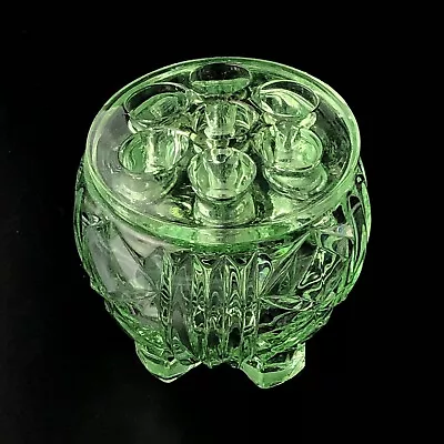 Buy Vintage Depression Glass Bagley Green 'Duchess' Rose Bowl With Frog Pt 3103 B7 • 24.99£