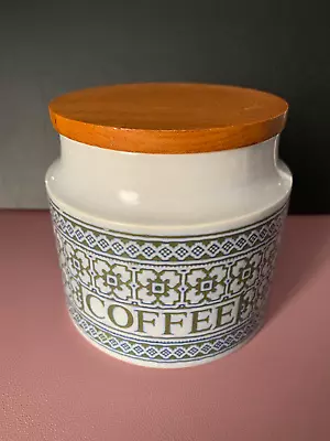 Buy Vintage Hornsea Pottery Blue Tapestry Pattern Coffee Canister Jar Wooden Lid • 13£