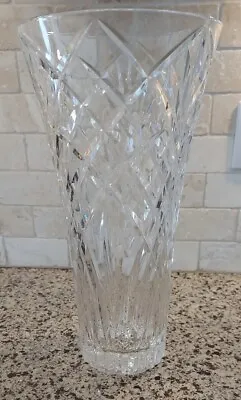Buy Large Crystal Cut Glass Waisted Vase   30cm, 2.2kg • 29.99£