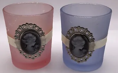 Buy Votive Candle Holders With Cameo Set 2 Pink Blue • 8.54£