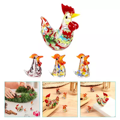 Buy  4 Pcs Chicken Figurine Animal Decorations Bedroom Wedding Glass • 11.99£