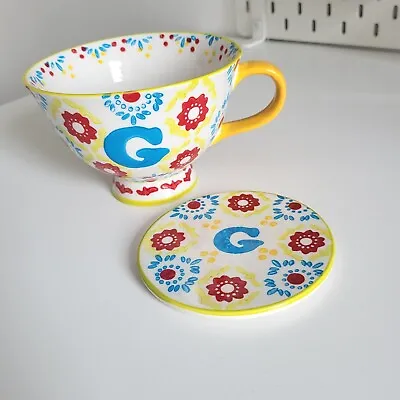 Buy Tesco 'G' Initial Letter Breakfast Tea Cup & Coaster Mug Gift Set New • 4.99£