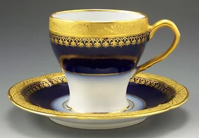 Buy 8 Theodore Haviland Cobalt Blue Gold Encrusted Demitasse Cups & Saucers  • 575.42£