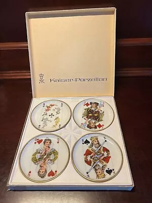 Buy Set Of 4 Vintage KAISER Porcelain Playing Card 4  Plate Coasters • 56.83£