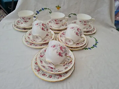 Buy Vintage Royal OSBORNE Bone China PINK Roses Teacups Trios 18 Piece Tea Set  • 24.99£